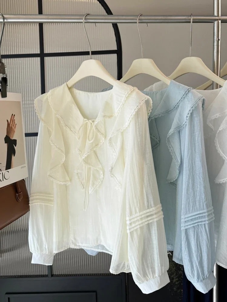 Blus Lengan Panjang Chic Kerah - Embroidery ulasan dan harga