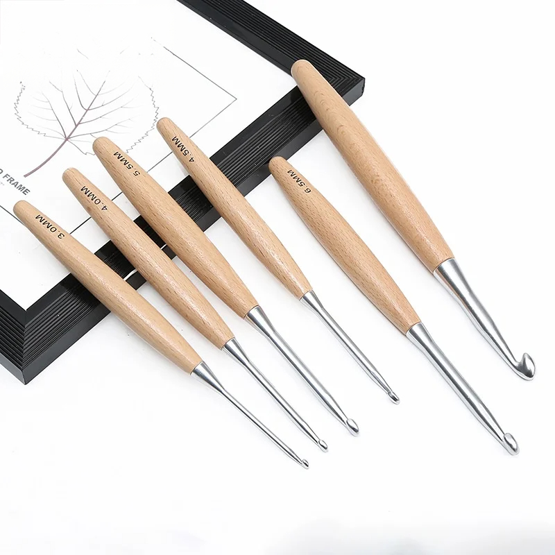 1/11pcs Jarum Rajut Gagang Kay - Wooden Crochet Hooks Ergonomic Handle ulasan dan harga