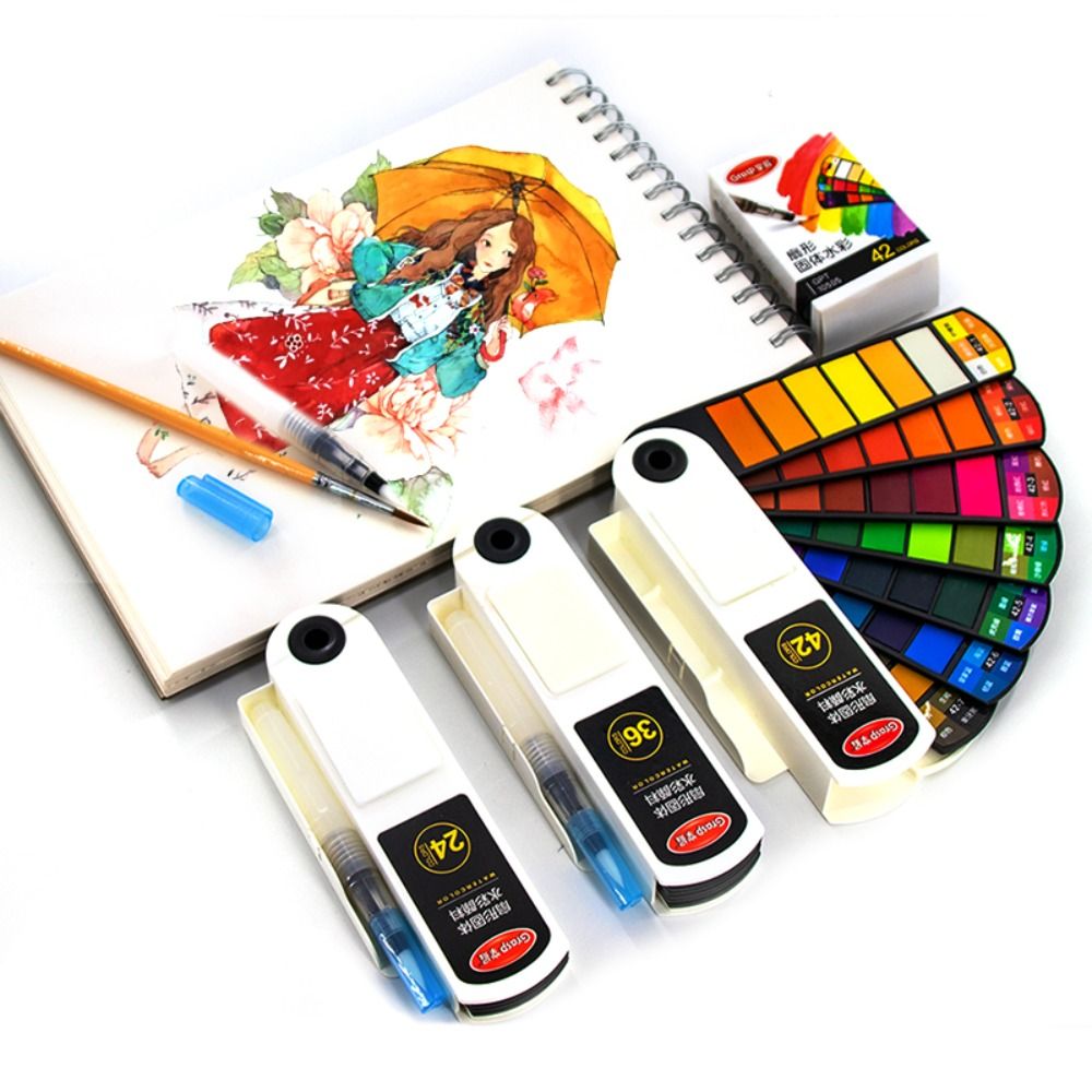 Set Cat Air Lipat dengan Kuas  - Watercolor Paint Set Solid Pigment ulasan dan harga
